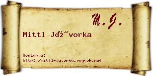 Mittl Jávorka névjegykártya